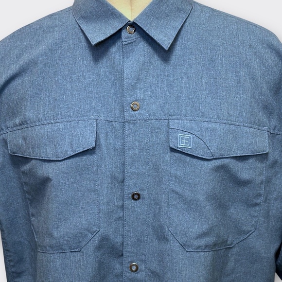 5.11 TACTICAL Freedom Flex Short Sleeve Shirt M | Blue Snap Vented Work Utility - Picture 4 of 10